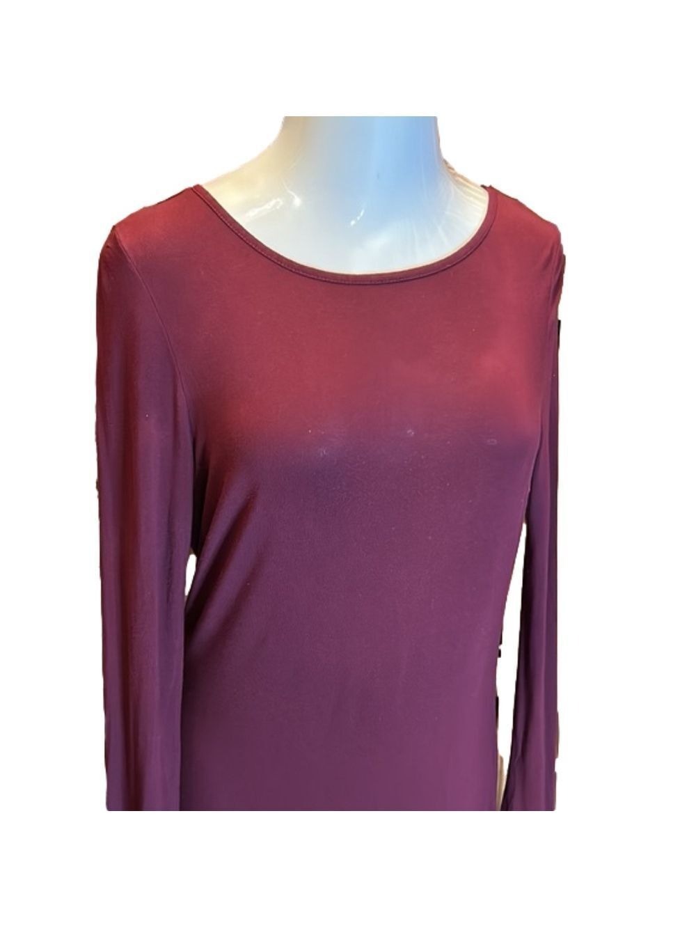 TOPSHOP Solid Maroon Long Sleeve Maxi Dress Size 12 - Picture 2 of 6